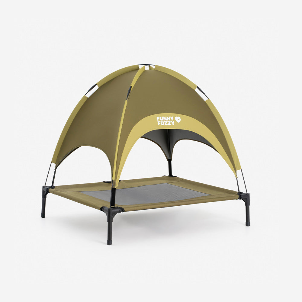 Multi-Functional Breathable Outdoor Cooling Elevated Dog Bed with Canopy Raised Dog Bed Dog Cot for Camp - PawAir