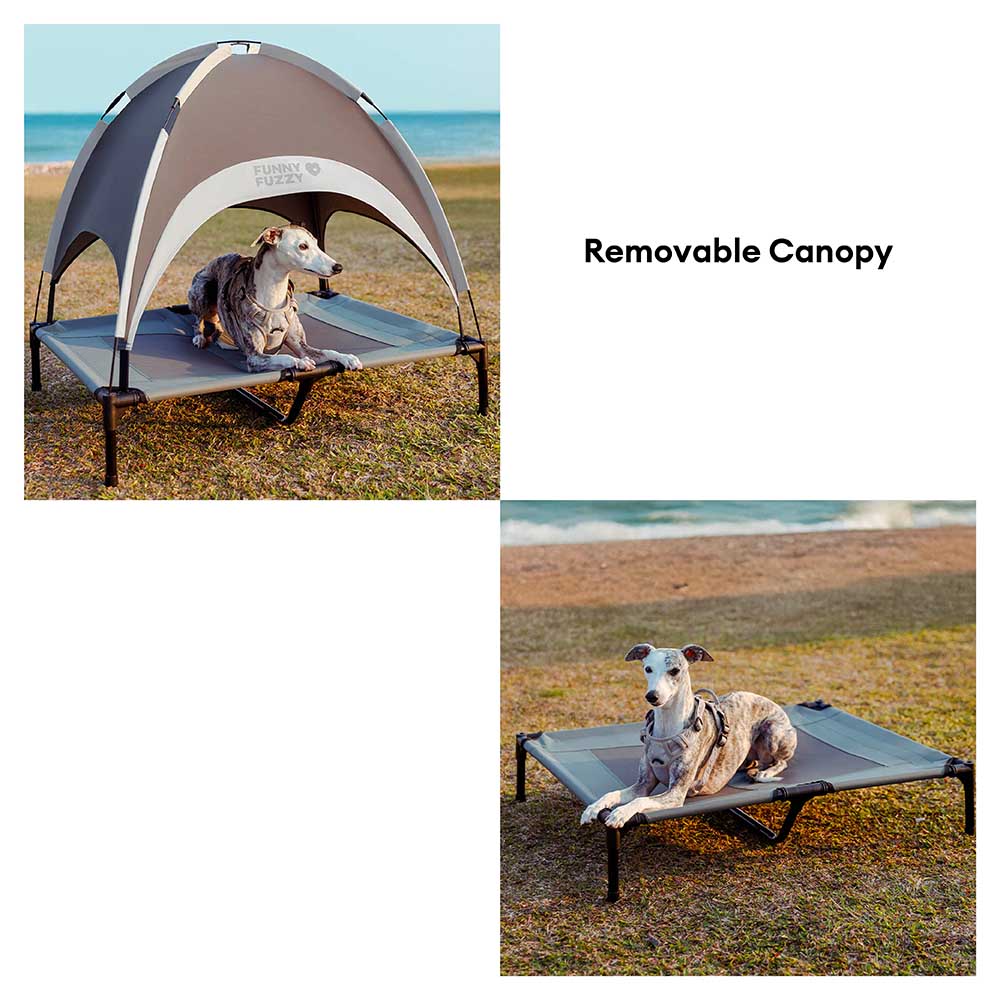 Multi-Functional Breathable Outdoor Cooling Elevated Dog Bed with Canopy Raised Dog Bed Dog Cot for Camp - PawAir