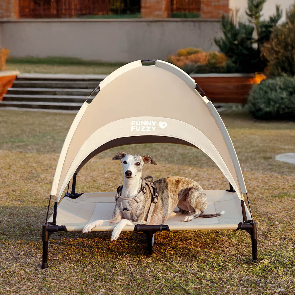Multi-Functional Breathable Outdoor Cooling Elevated Dog Bed with Canopy Raised Dog Bed Dog Cot for Camp - PawAir