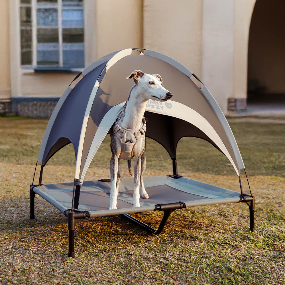 Multi-Functional Breathable Outdoor Cooling Elevated Dog Bed with Canopy Raised Dog Bed Dog Cot for Camp - PawAir