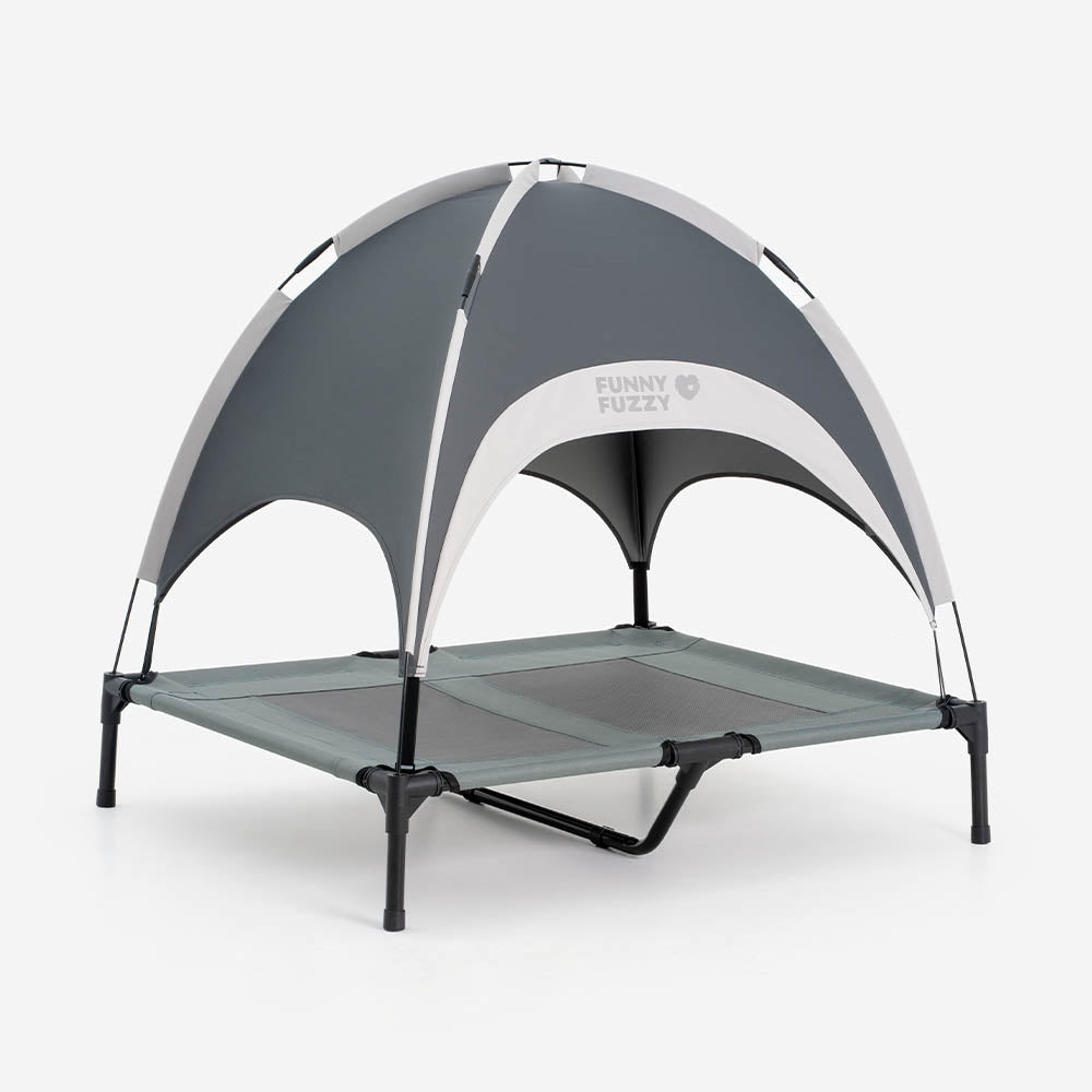 Multi-Functional Breathable Outdoor Cooling Elevated Dog Bed with Canopy Raised Dog Bed Dog Cot for Camp - PawAir