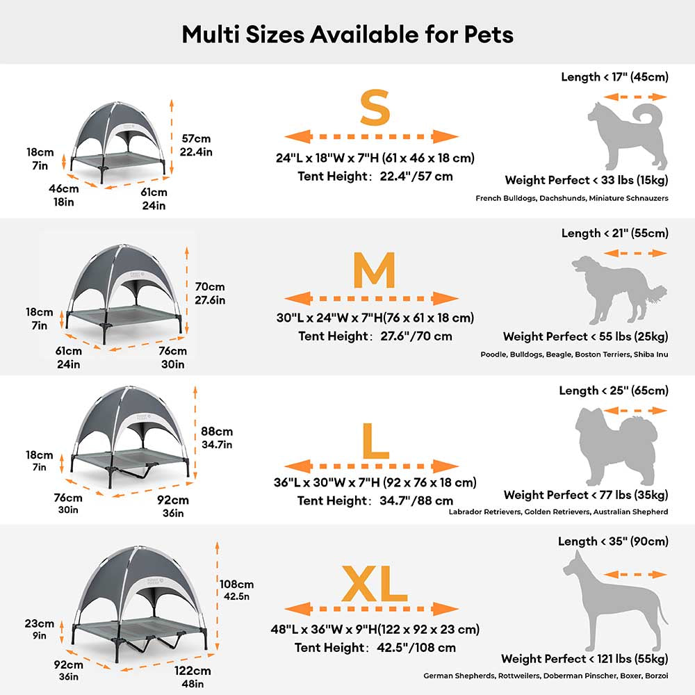 Multi-Functional Breathable Outdoor Cooling Elevated Dog Bed with Canopy Raised Dog Bed Dog Cot for Camp - PawAir