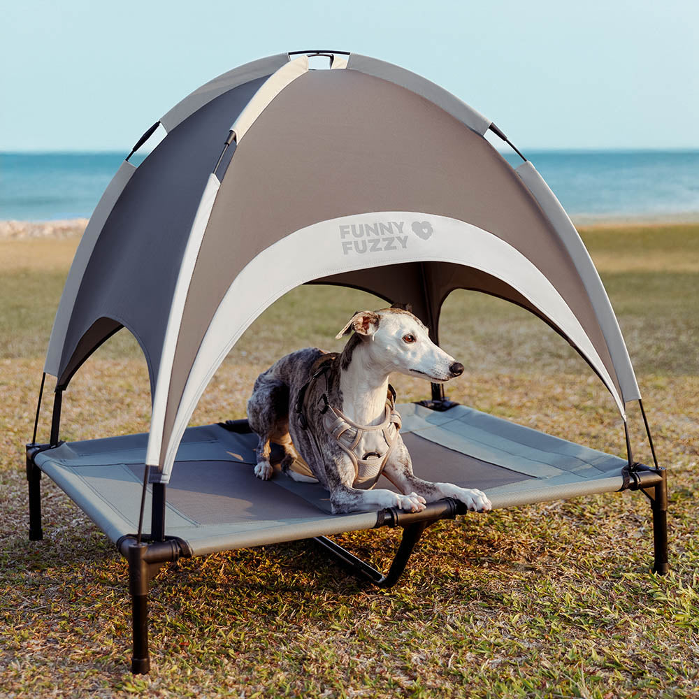 Multi-Functional Breathable Outdoor Cooling Elevated Dog Bed with Canopy Raised Dog Bed Dog Cot for Camp - PawAir