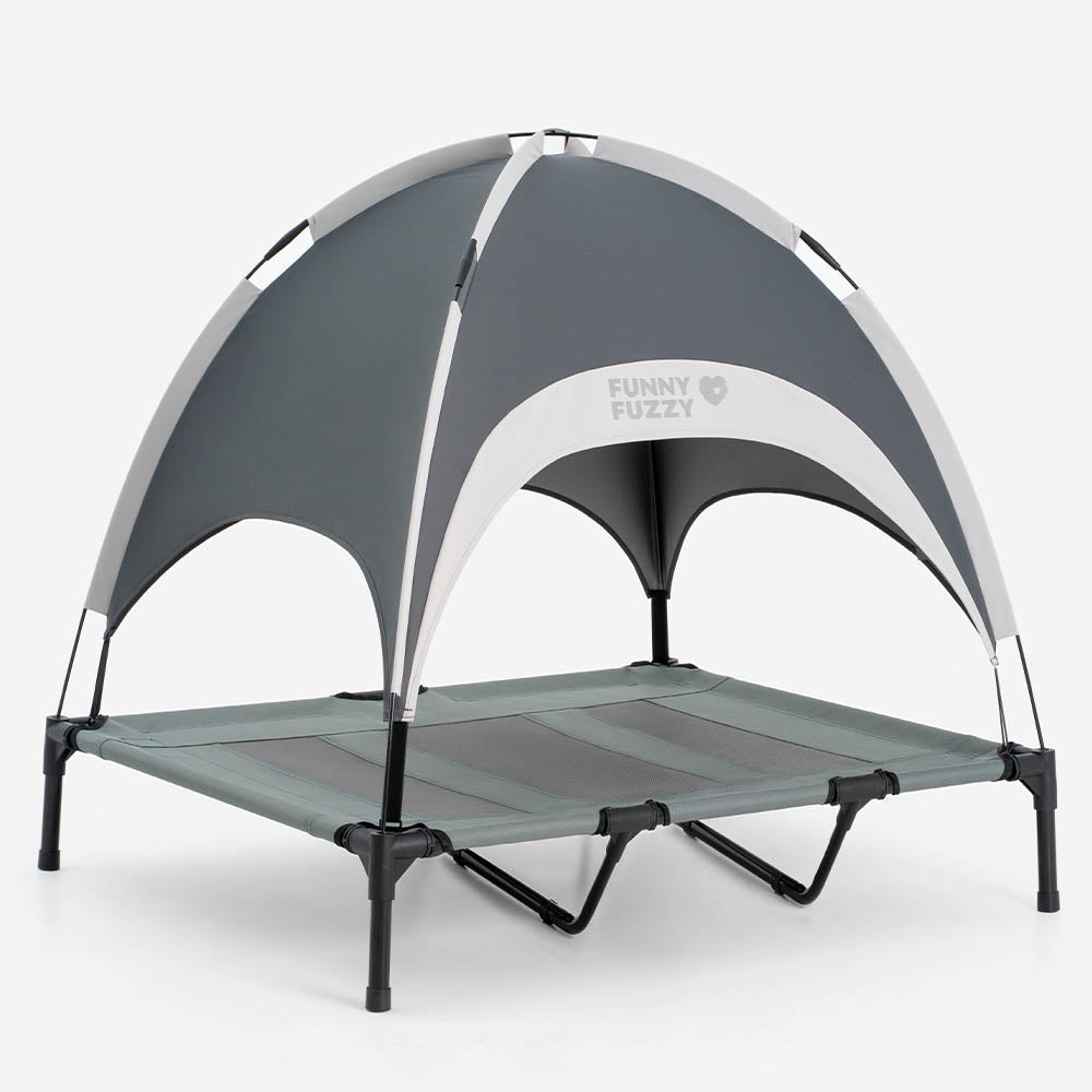 Multi-Functional Breathable Outdoor Cooling Elevated Dog Bed with Canopy Raised Dog Bed Dog Cot for Camp - PawAir