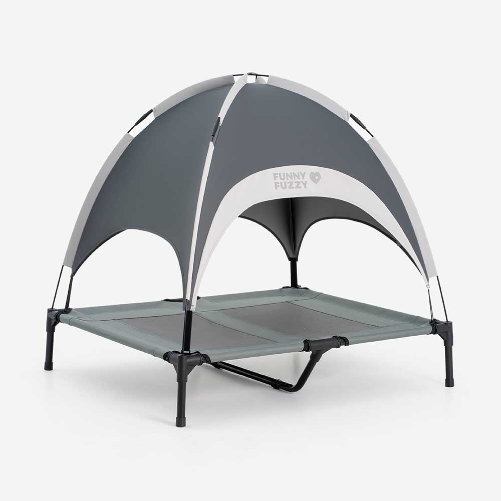 Multi-Functional Breathable Outdoor Cooling Elevated Dog Bed with Canopy Raised Dog Bed Dog Cot for Camp - PawAir