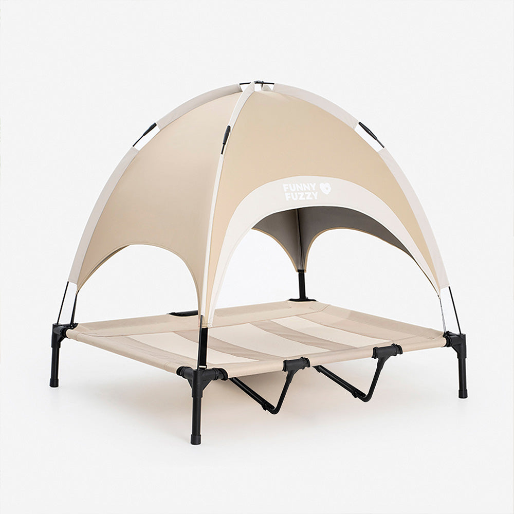 Multi-Functional Breathable Outdoor Cooling Elevated Dog Bed with Canopy Raised Dog Bed Dog Cot for Camp - PawAir